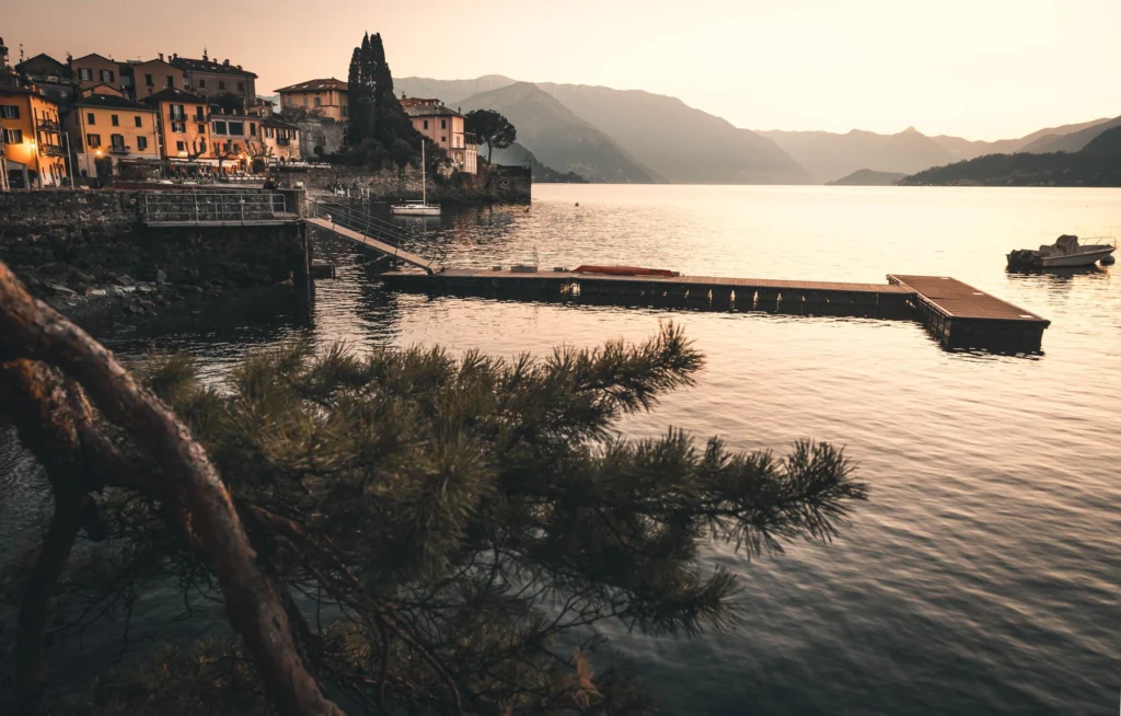 Sunset over Varenna on Lake Como, an hour from Milan, Milan and the Lakes