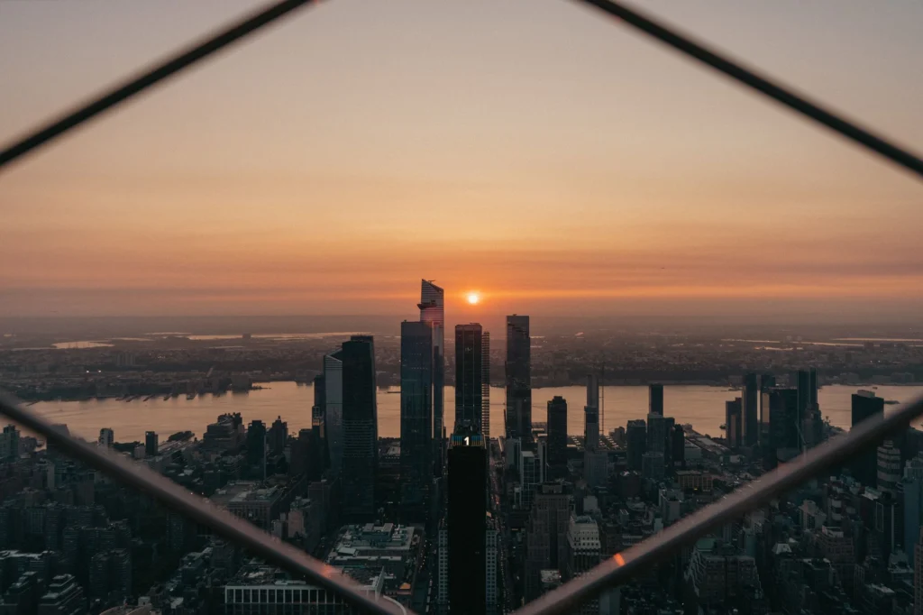The Manhattan skyline at sunset, New York